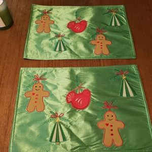 Set of (2) Embroidered Christmas Placemats